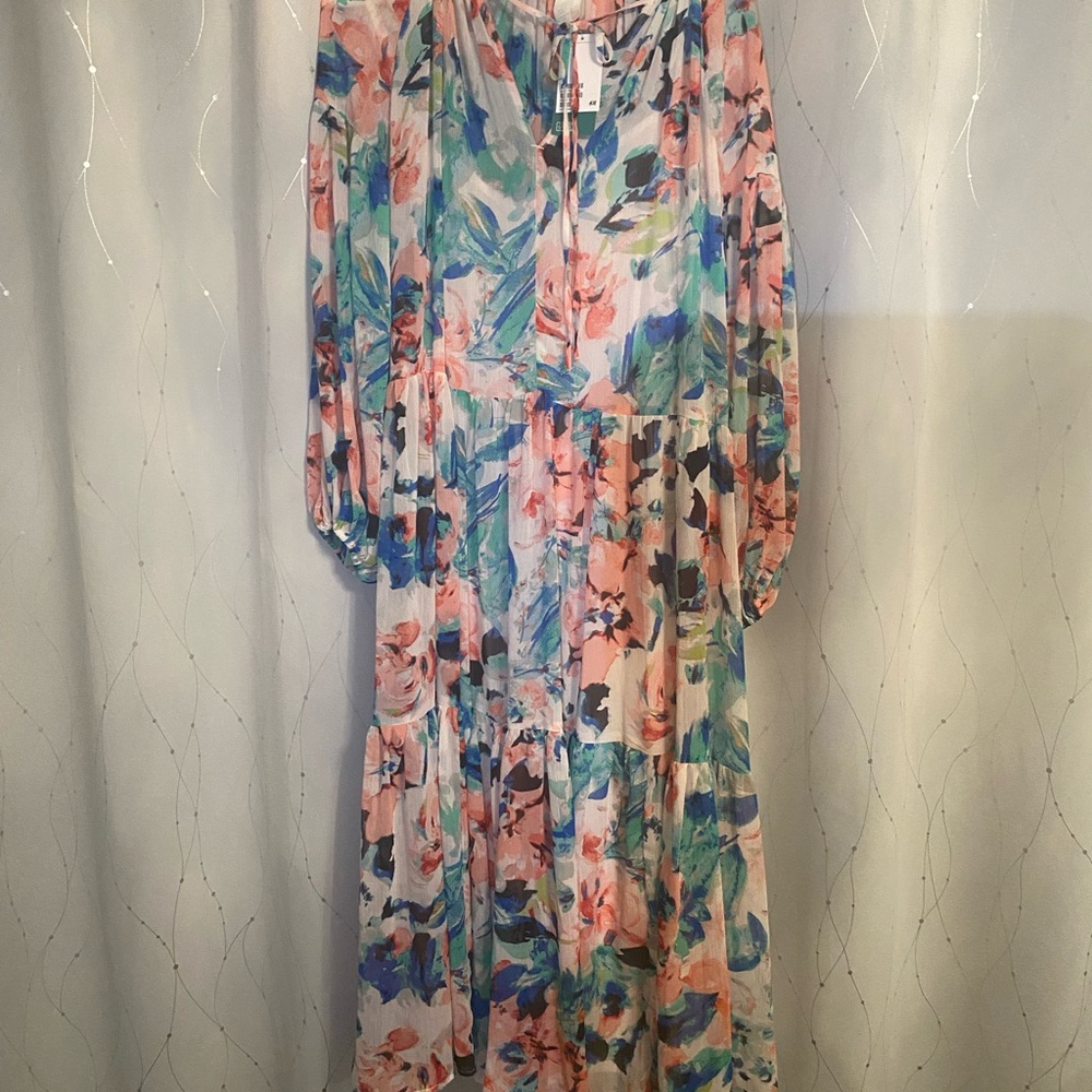 H&M Floral Maxi Dress with Long Sleeves